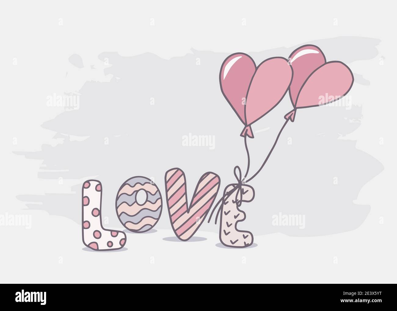 Illustration vectorielle dessinée à la main. Carte de voeux pour Saint Valentin, anniversaire, vacances. Doodle. Illustration de Vecteur