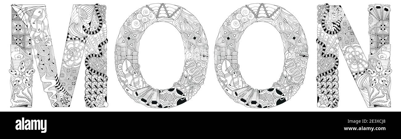 Décoration artistique peinte à la main. Illustration à la main Moon pour t-shirt et autres décorations. Décoration artistique peinte à la main. Illustration de Vecteur