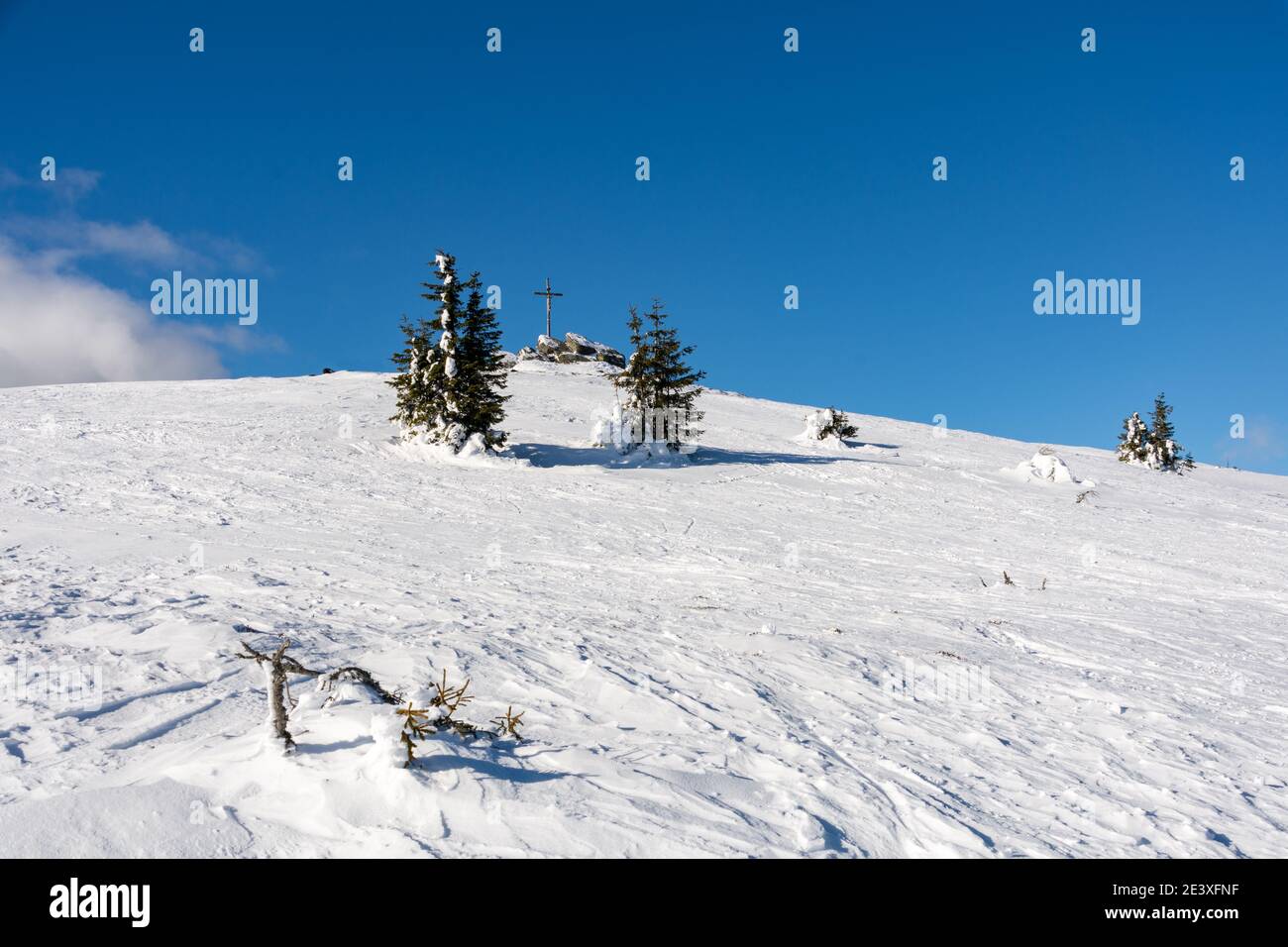 Le seiner traverse à Hirschegg, en Autriche, pendant l'hiver Banque D'Images