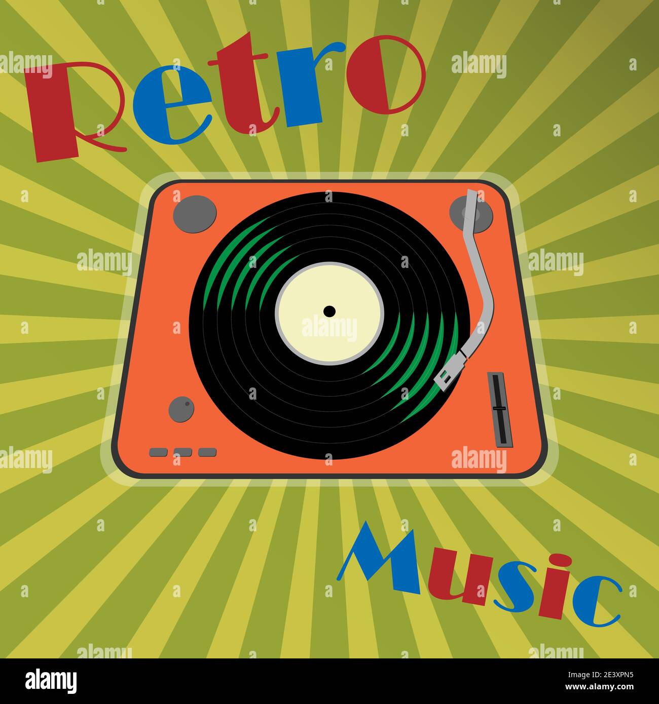Vintage audio vinyle platine lecteur avec le texte de musique rétro Illustration de Vecteur