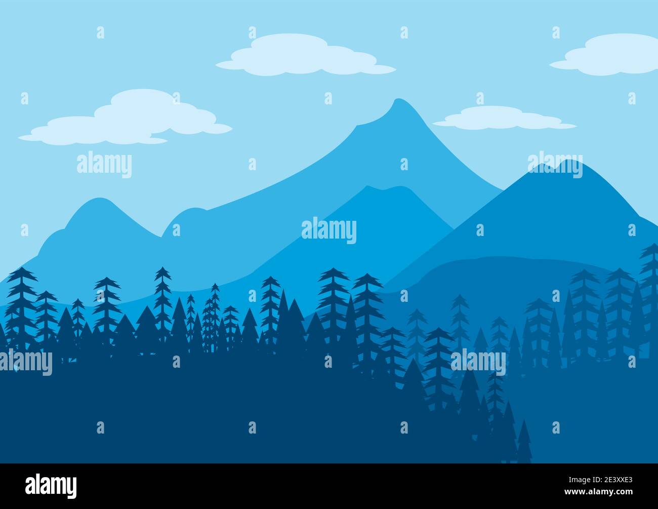 Paysage du désert avec des silhouettes de Cactus, de collines et de montagnes. Vector nature horizontal Background Design Illustration de Vecteur