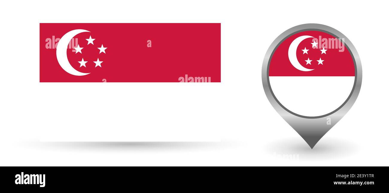 Drapeau vectoriel Singapour. Lieu avec drapeau Singapour à l'intérieur. Symbole de couleur isolé sur fond blanc. Illustration de Vecteur