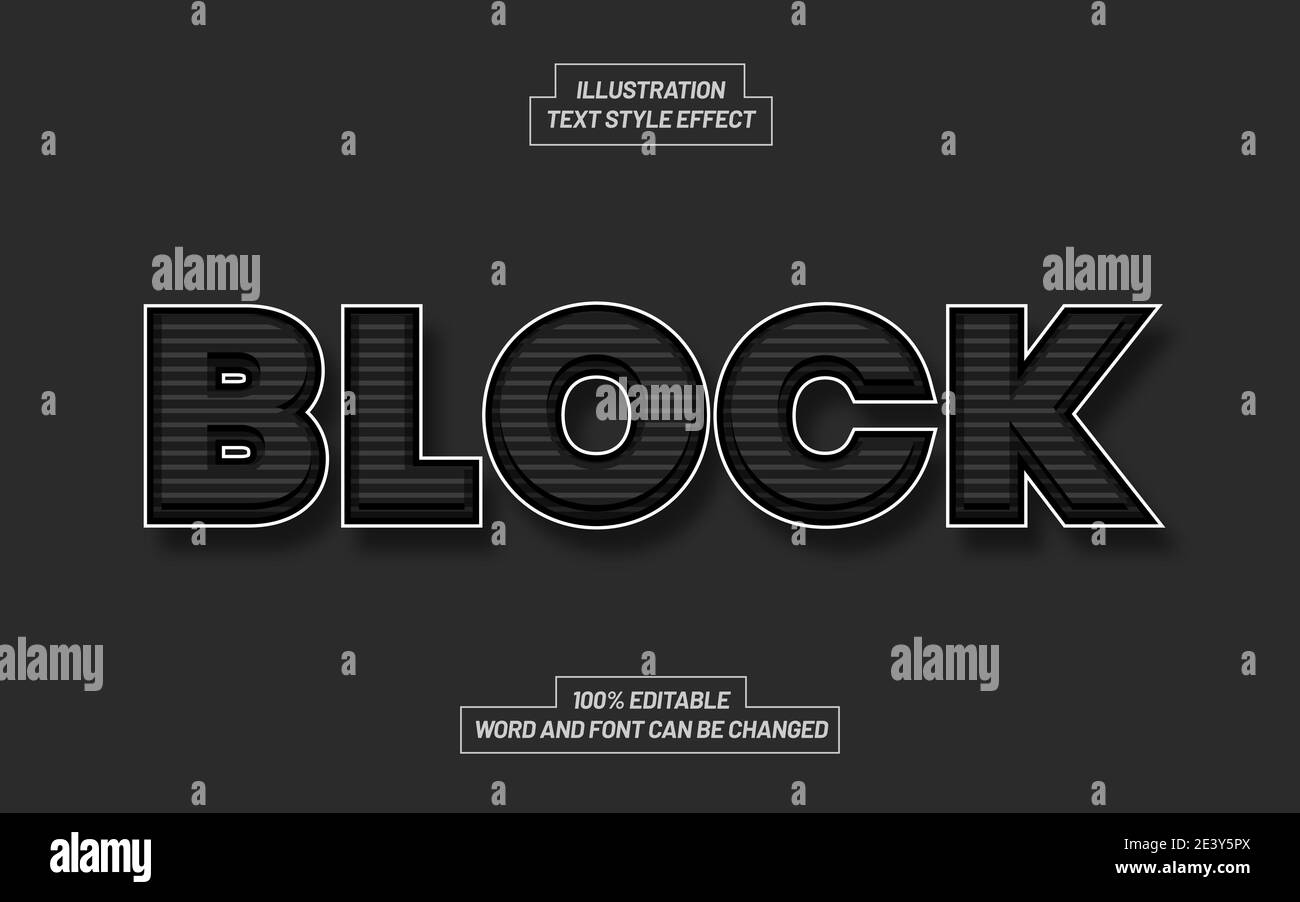 Bloquer l'effet de style de texte noir et blanc Illustration de Vecteur