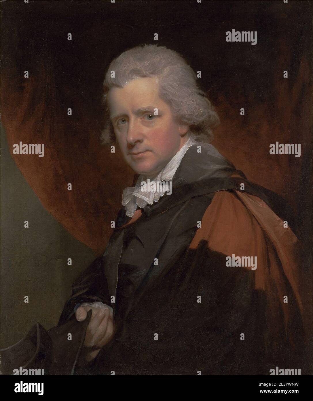 Sir William Beechey, 1753-1839, Royaume-Uni, révérend Charles Symmons, 1794. Huile sur toile. Clergyman , costume , rideau , homme , poète , portrait. Symmons, Charles (1749-1826), poète et biographe Banque D'Images