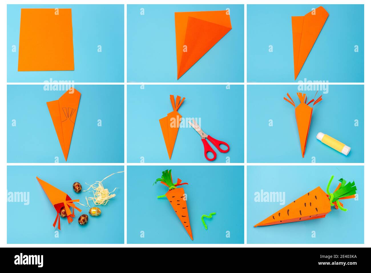Bricolage papier carotte artisanat, comment faire Pâques boîte de