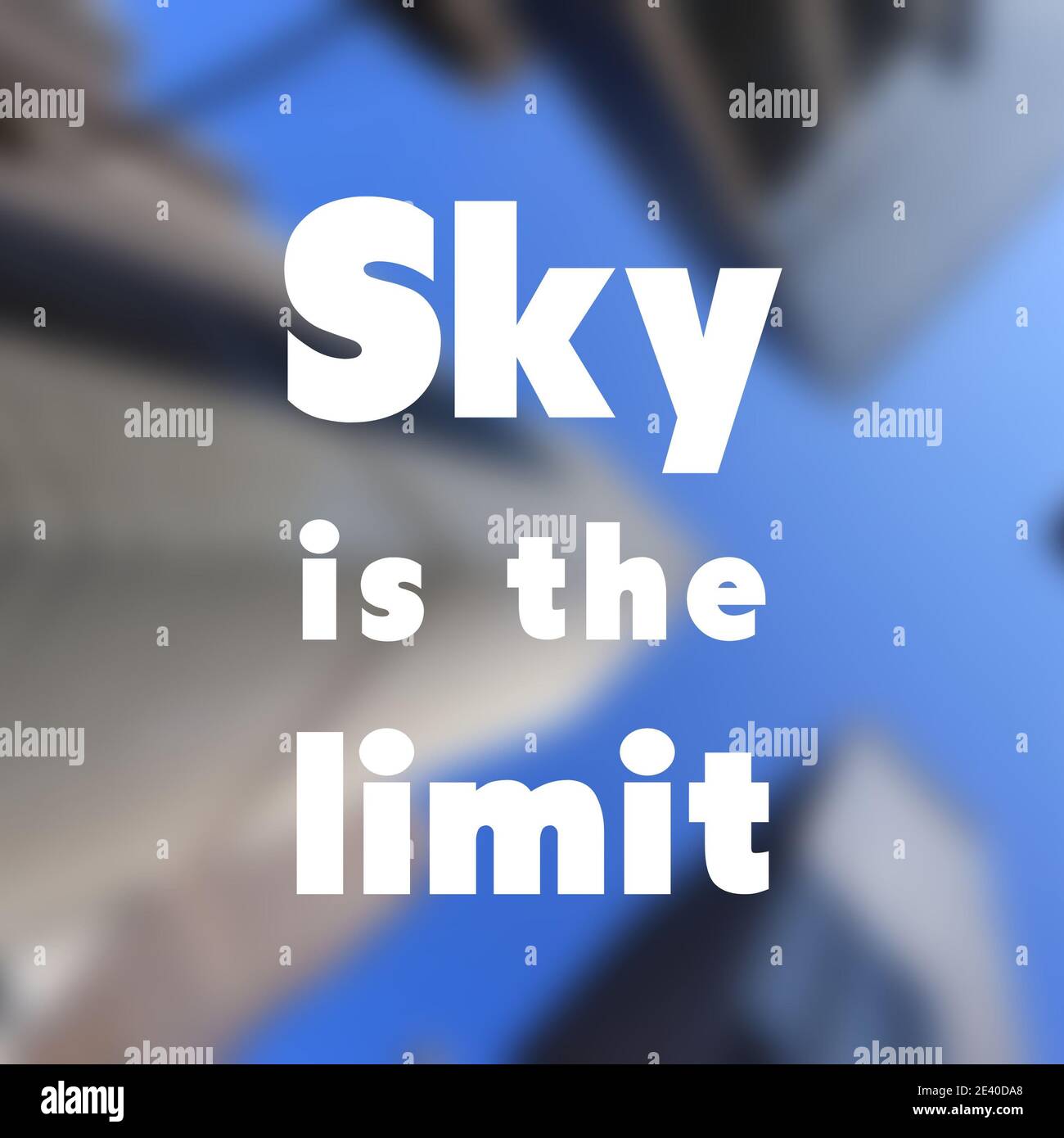 Le ciel est la limite. Poster de devis inspiré sur le lieu de travail. Signe de motivation de succès. Banque D'Images