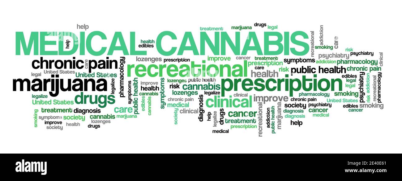 Nuage de mots de cannabis médical. Prescription cannabis concepts texte nuage. Banque D'Images