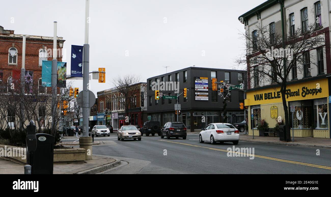 Une scène en centre-ville à Whitby, Ontario, Canada Banque D'Images