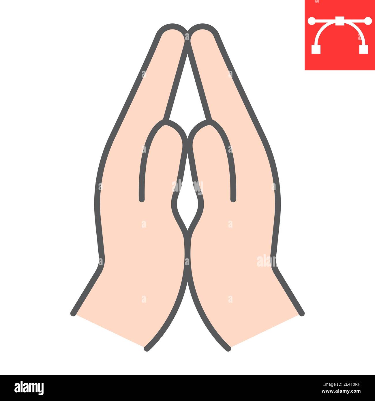 Les mains de prière couleur ligne icône, religion et namaste, les mains repliées dans la prière vecteur icône, graphiques vectoriels, modifiable contour tracé rempli signe, eps 10. Illustration de Vecteur