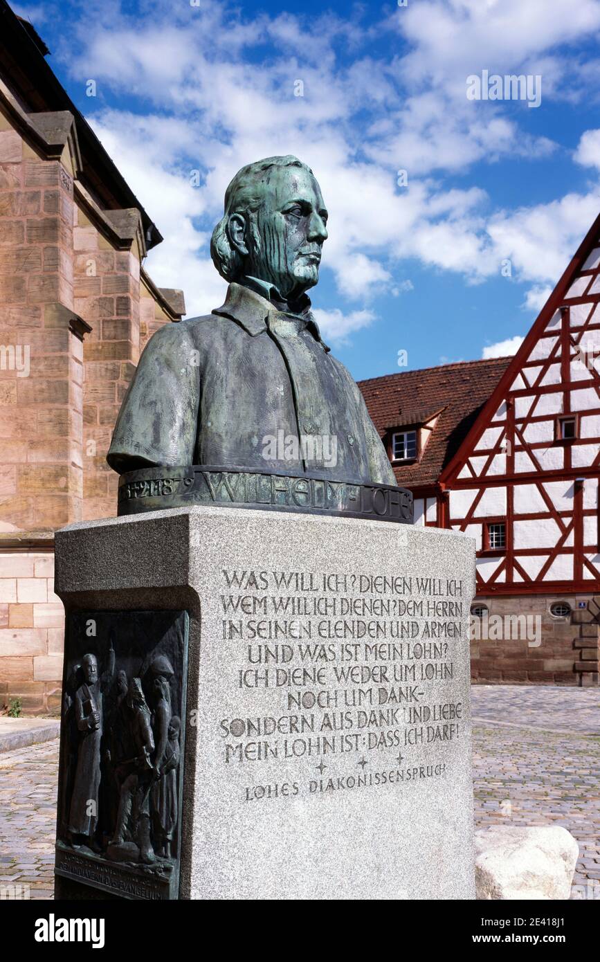 Denkmal Wilhelm Löhe, Gründer der Neuendettelsauer Diakonieanstalten, von Johannes Götz 1928 Banque D'Images