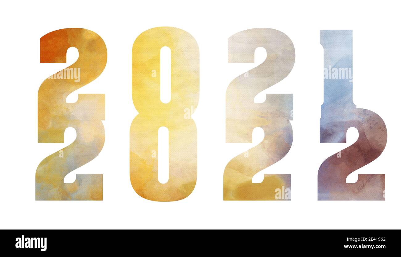 Lettrage avec feu an 2022 2021 avec texture, isolé sur fond blanc. Banque D'Images