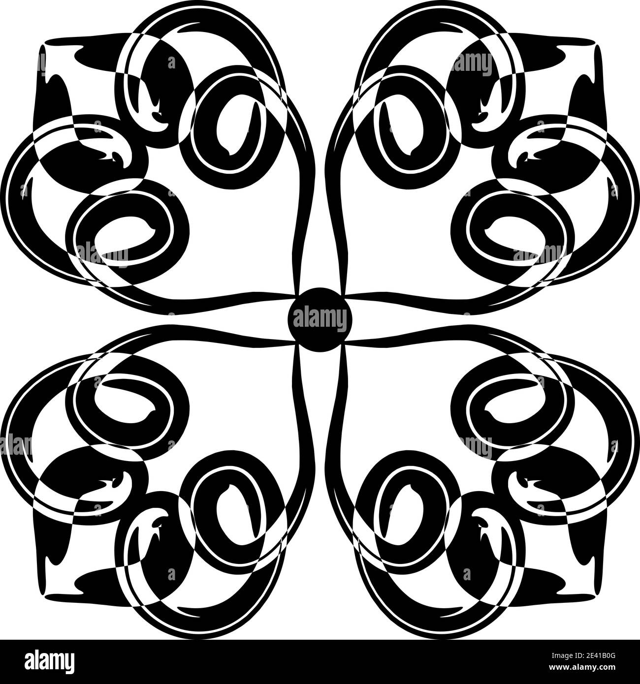 Motif géométrique Mandala avec lignes noires isolées sur fond blanc Banque D'Images