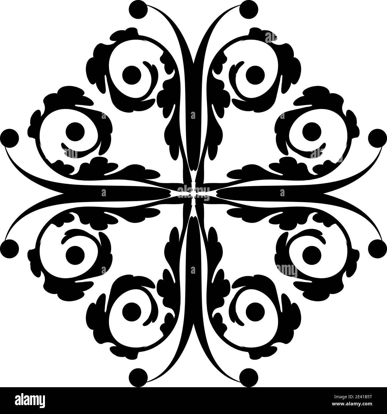 Motif géométrique Mandala avec lignes noires isolées sur fond blanc Banque D'Images