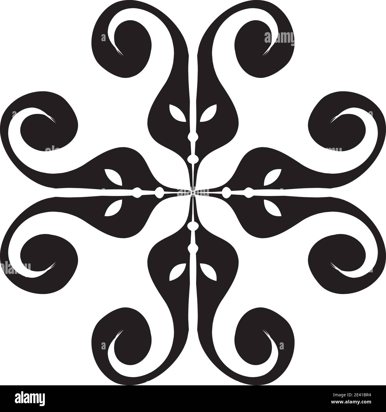 Motif géométrique Mandala avec lignes noires isolées sur fond blanc Banque D'Images