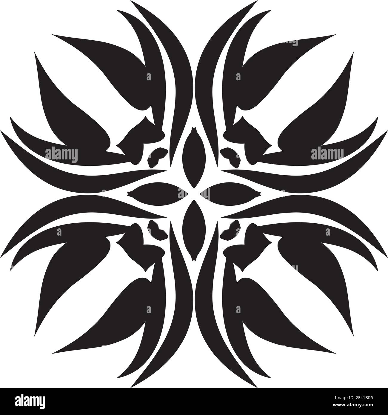 Motif géométrique Mandala avec lignes noires isolées sur fond blanc Banque D'Images