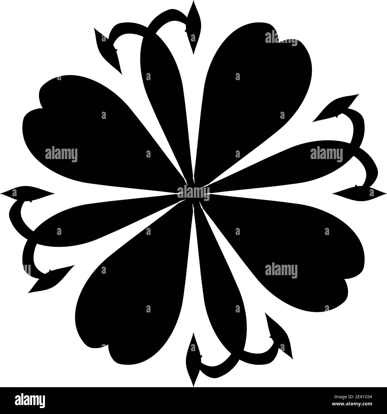 Motif géométrique Mandala avec lignes noires isolées sur fond blanc Banque D'Images