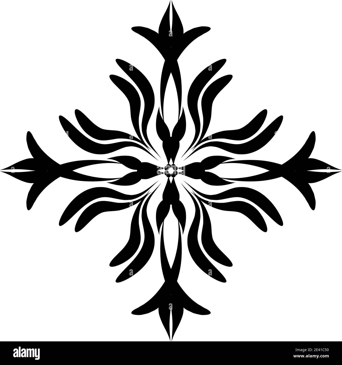 Motif géométrique Mandala avec lignes noires isolées sur fond blanc Banque D'Images