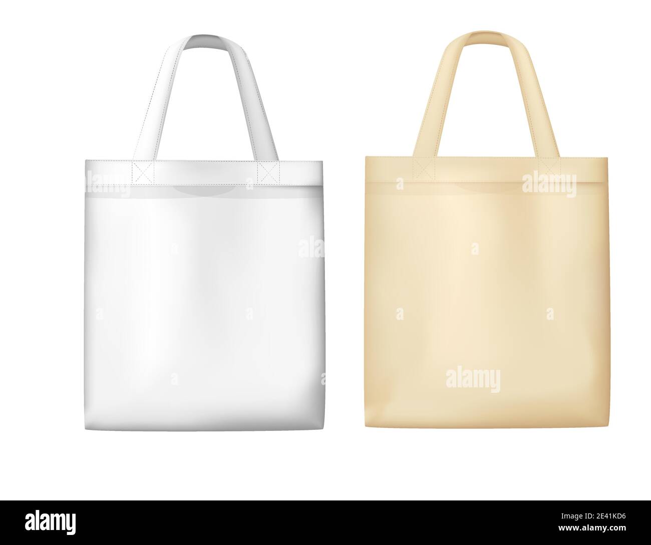 Sac en tissu blanc et jaune en coton pour des achats écologiques réalistes illustration vectorielle de sac fourre-tout en toile sur fond blanc Illustration de Vecteur