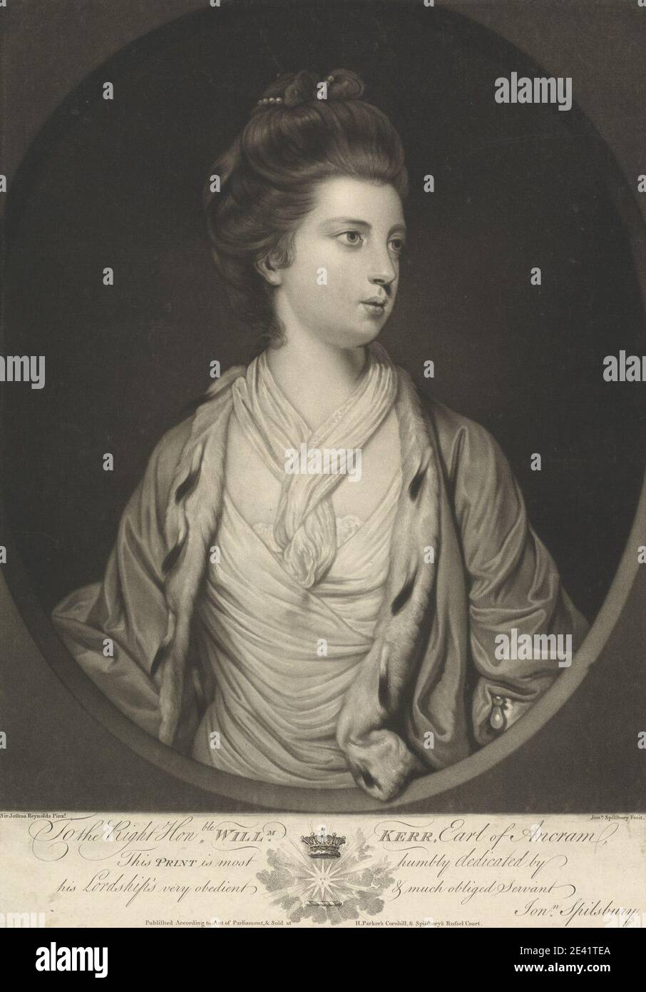 John Spilsbury, 1730-1795, Elizabeth Comtesse d'Angrum. Mezzotint. Banque D'Images