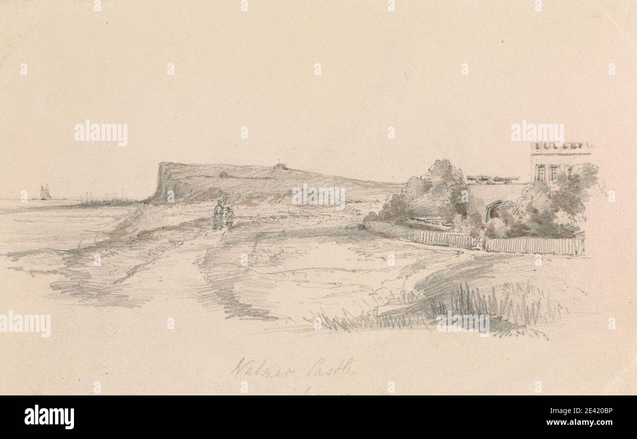 Artiste inconnu, UNE vue du château de Walmer, entre 1826 et 1866. Wraphite, lavage brun. Banque D'Images