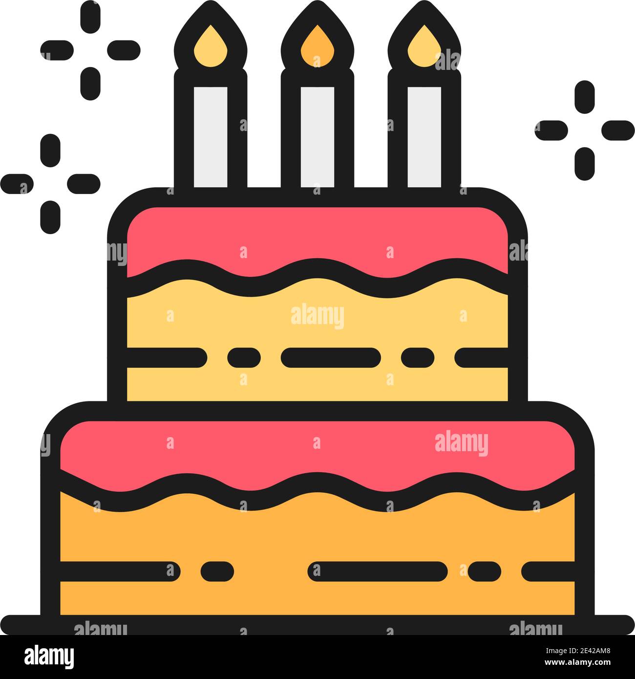 Un Dessin Anime Joyeux Anniversaire Gateau Avec Des Bougies De Couleur Cerise Sucre Et Ruban Bow Image Vectorielle Stock Alamy