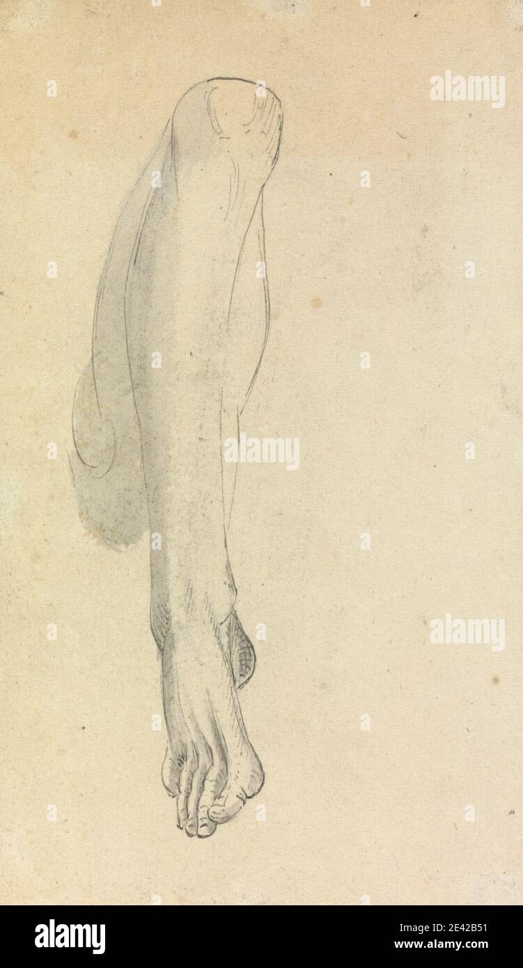 Benjamin Robert Haydon, 1786â€"1846, British, Anatomical Study of a Leg, non daté. Stylo et encre grise, et lavage gris sur papier moyen, légèrement texturé, beige, vélin. Étude anatomique , pied , genou , jambe Banque D'Images