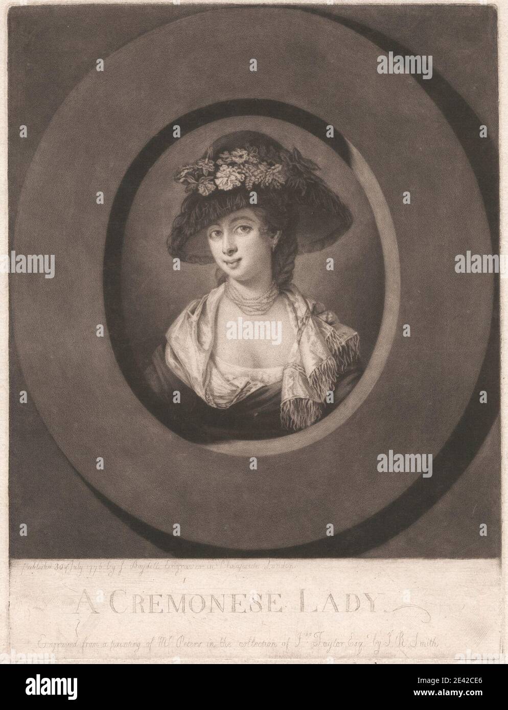 Imprimé par John Raphael Smith, 1752â€“1812, British, A Cremonese Lady, 1776. Mezzotint sur du papier crème légèrement épais et modérément texturé. Banque D'Images