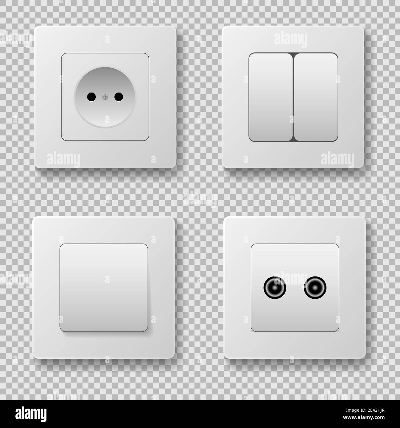 Prises et interrupteurs sur fond transparent. Illustration vectorielle. SPE 10 Illustration de Vecteur