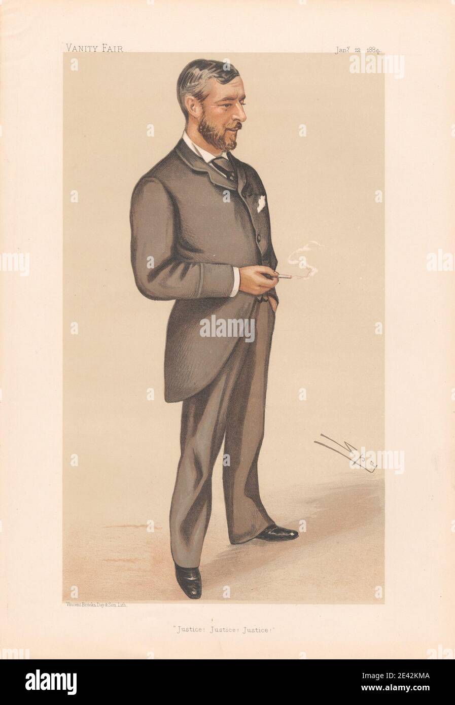 Leslie Matthew 'Spy' Ward, 1851–1922, British, Justice! Justice! Justice! - Sir Edward Baldwin Malet. 12 le 1884 janvier 1884. Chromolithographe. Banque D'Images