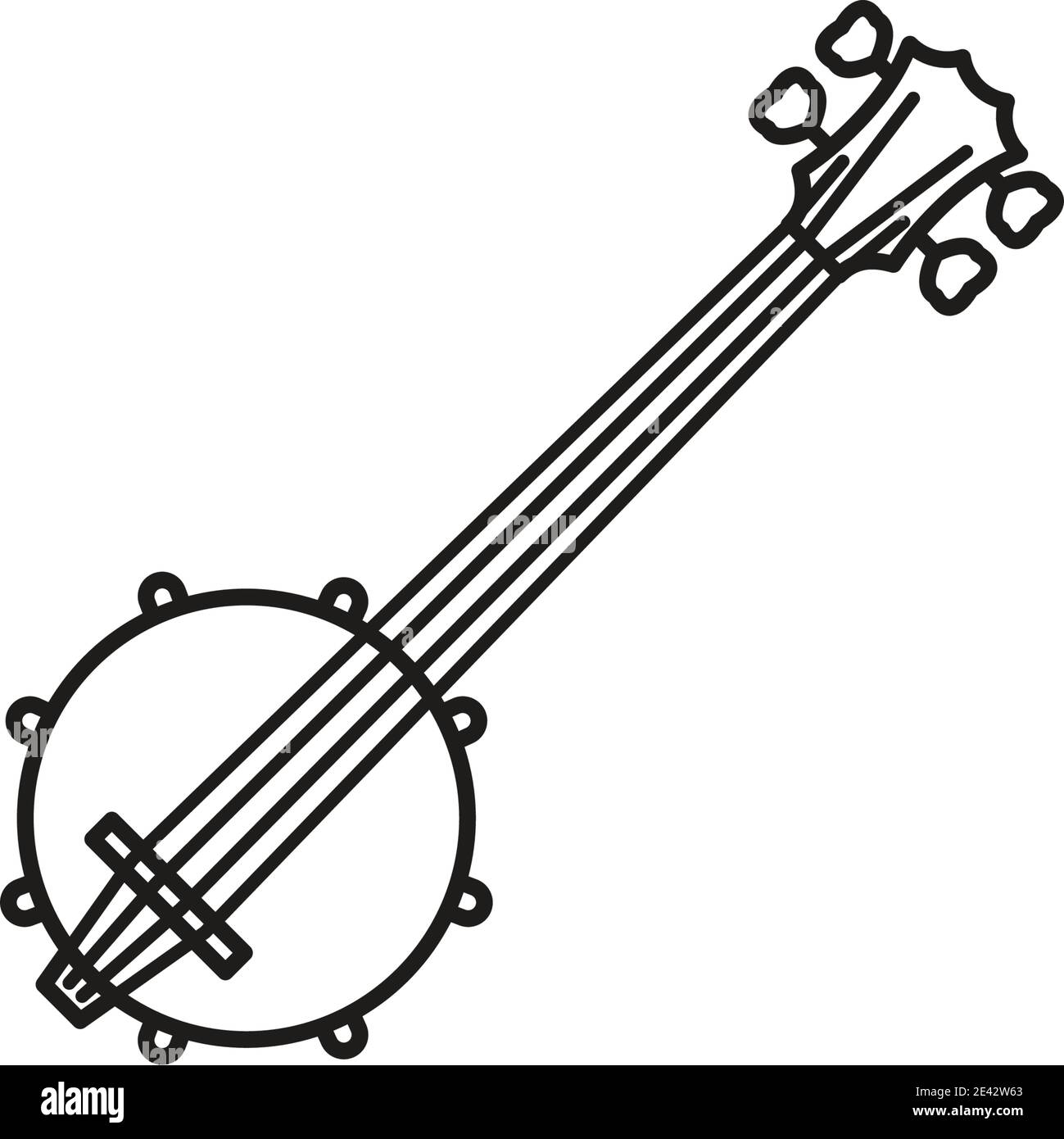 Icône de ligne vectorielle banjo à quatre chaînes pour la Journée de la musique country Le 17 septembre Illustration de Vecteur