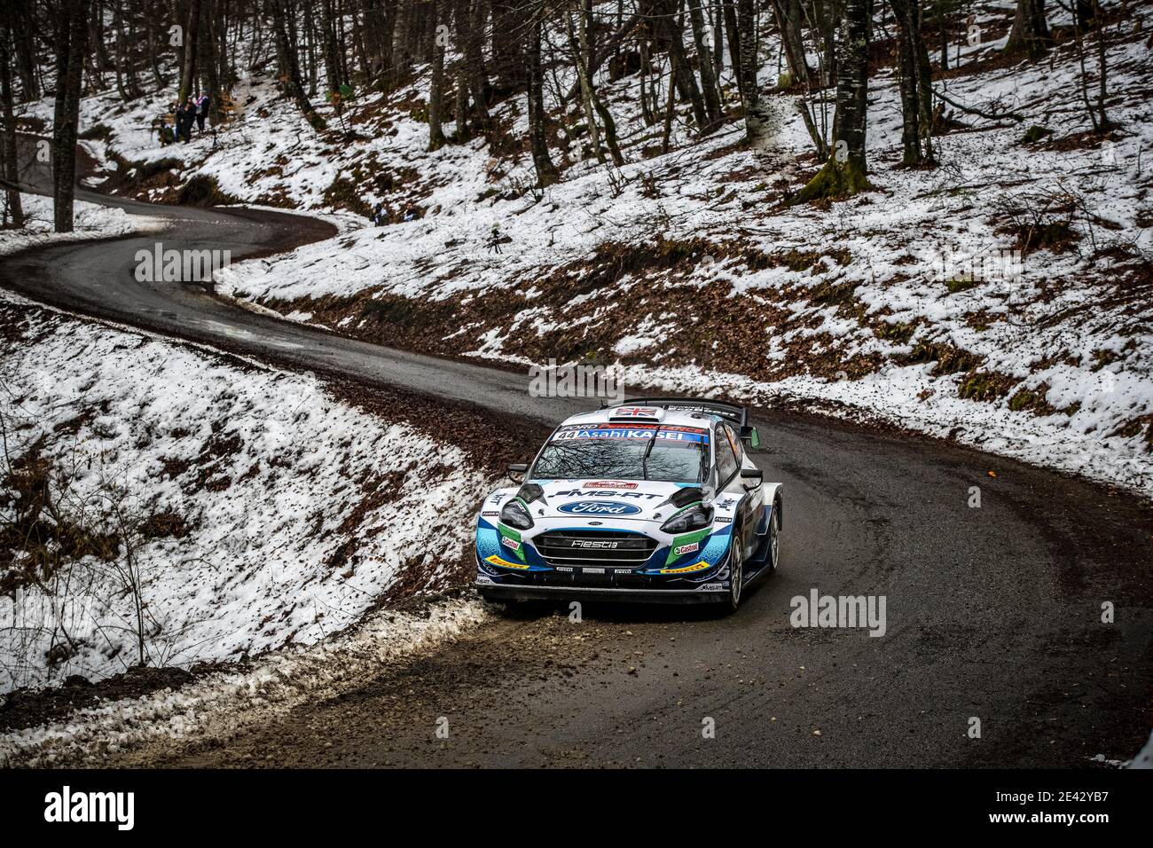 44 Gus GREENSMITH (GBR), Elliott EDMONDSON (GBR), M-SPORT FORD WORLD RALLY TEAM, FORD Fiesta WRC, action pendant le Championnat du monde de rallye WRC 2021, Monte Carlo Rally du 20 au 24 janvier 2021 à Monaco - photo Grarégory Lenmand / DPPI / LM Banque D'Images