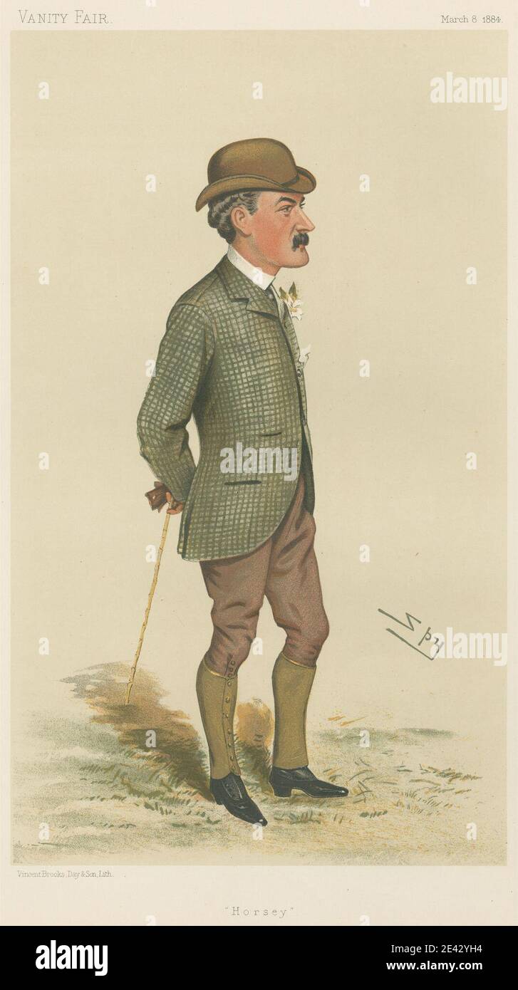 Leslie Matthew 'Spy' Ward, 1851–1922, British, Vanity Fair : Dévots de gazon; 'Horsey', Lord Cadross, 8 mars 1884, 1884. Chromolithographe. Banque D'Images