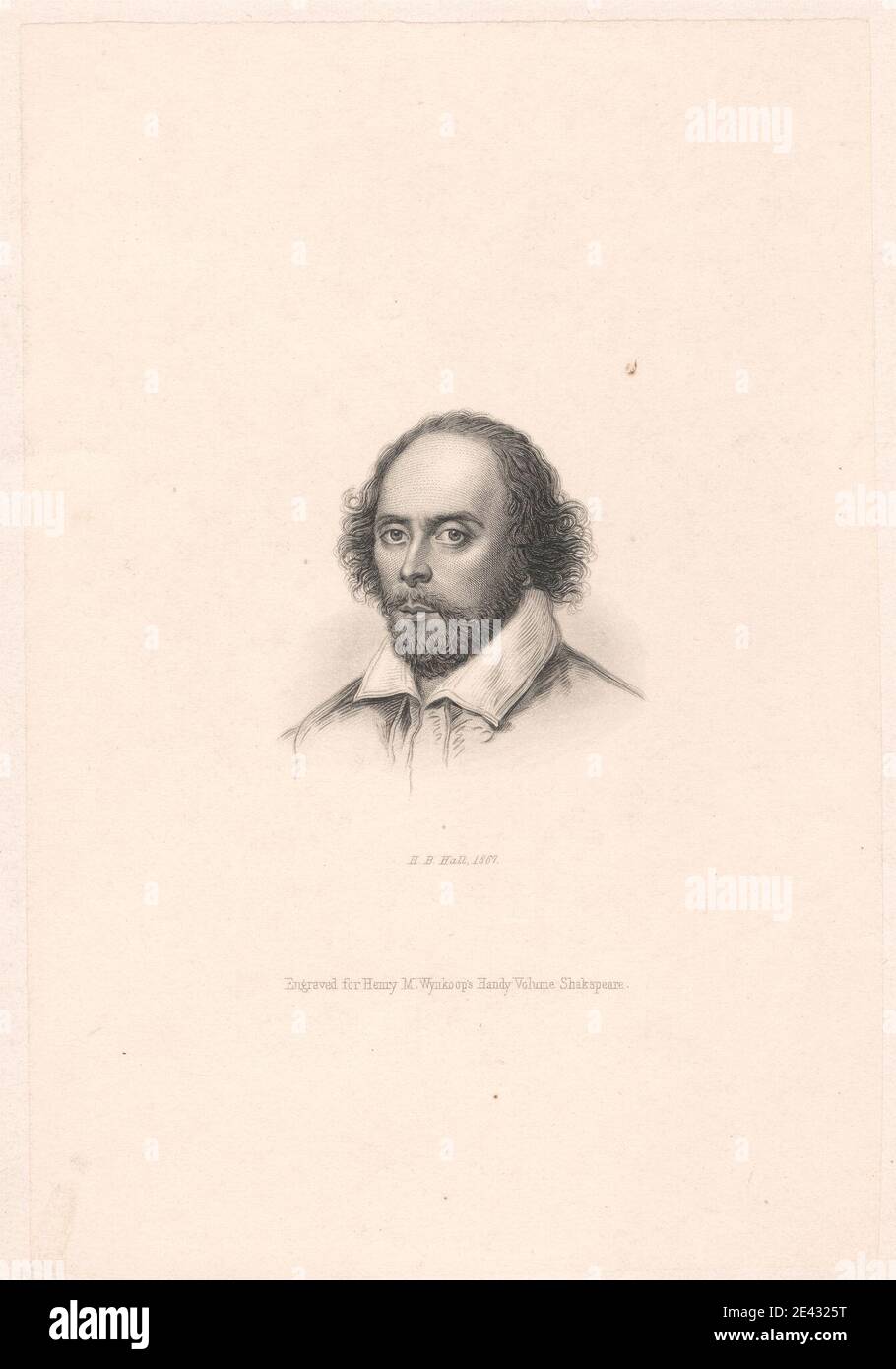 Henry Bryan Hall, 1808-1884, américain, sans titre : Portrait de William Shakespeare, 1867. Gravure en ligne sur papier vélin posé sur la carte. Shakespeare, William (1564-1616), dramaturge et poète Banque D'Images