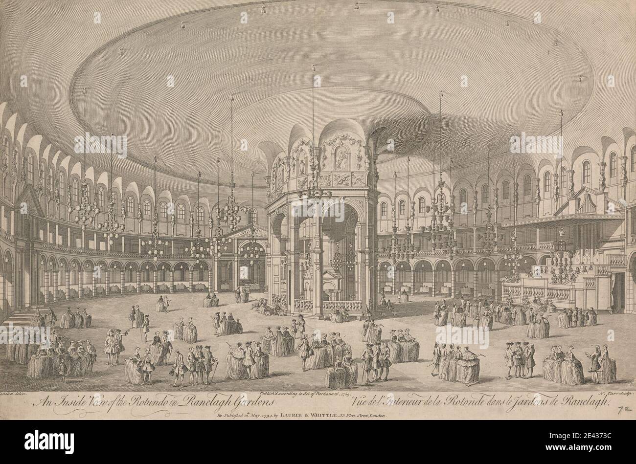 Nathaniel Parr, actif 1742â€"1751, British, une vue intérieure du Rotundo dans les jardins de Ranelagh, 1794. Gravure. Banque D'Images