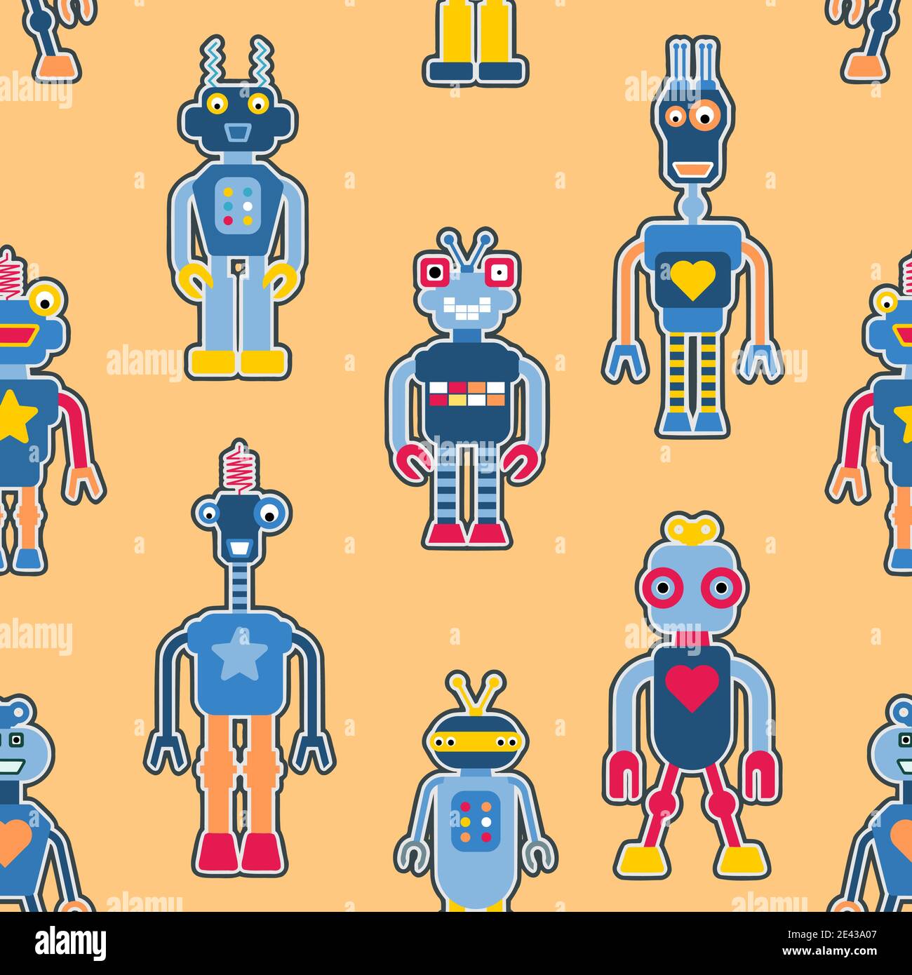 Toy robots motif mode sans couture. Vêtements pour enfants - mode textile robot design. Illustration de Vecteur