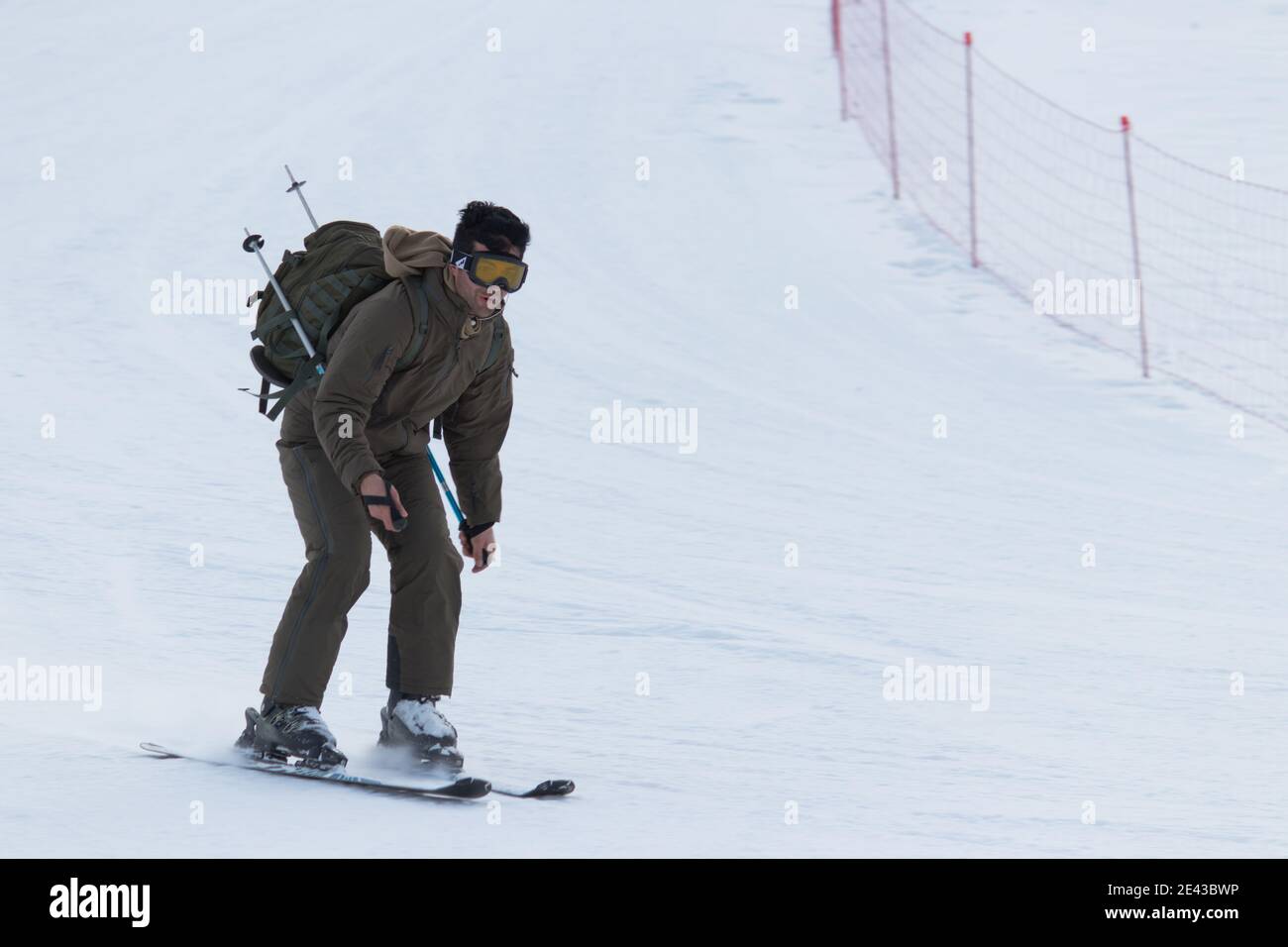 Centre de sports d'hiver et de tourisme de Shahdagh. Ski alpin en haute montagne. Gusar - Azerbaïdjan : 26 janvier 2019 Banque D'Images