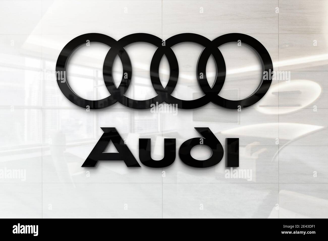 logo audi sur le mur Banque D'Images