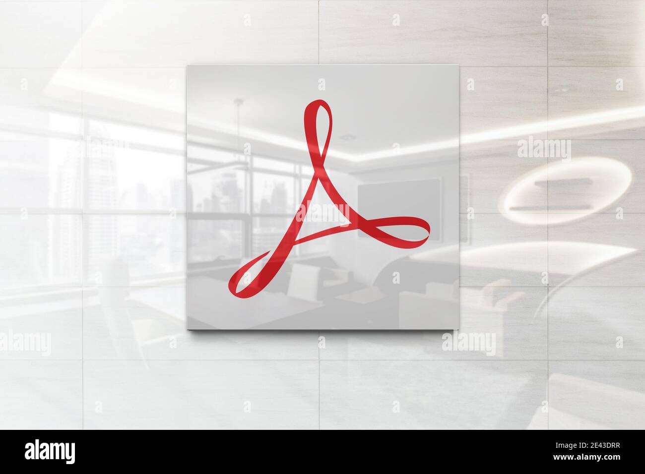 logo adobe acrobat pro sur la plaque murale d'affaires réfléchissante Banque D'Images