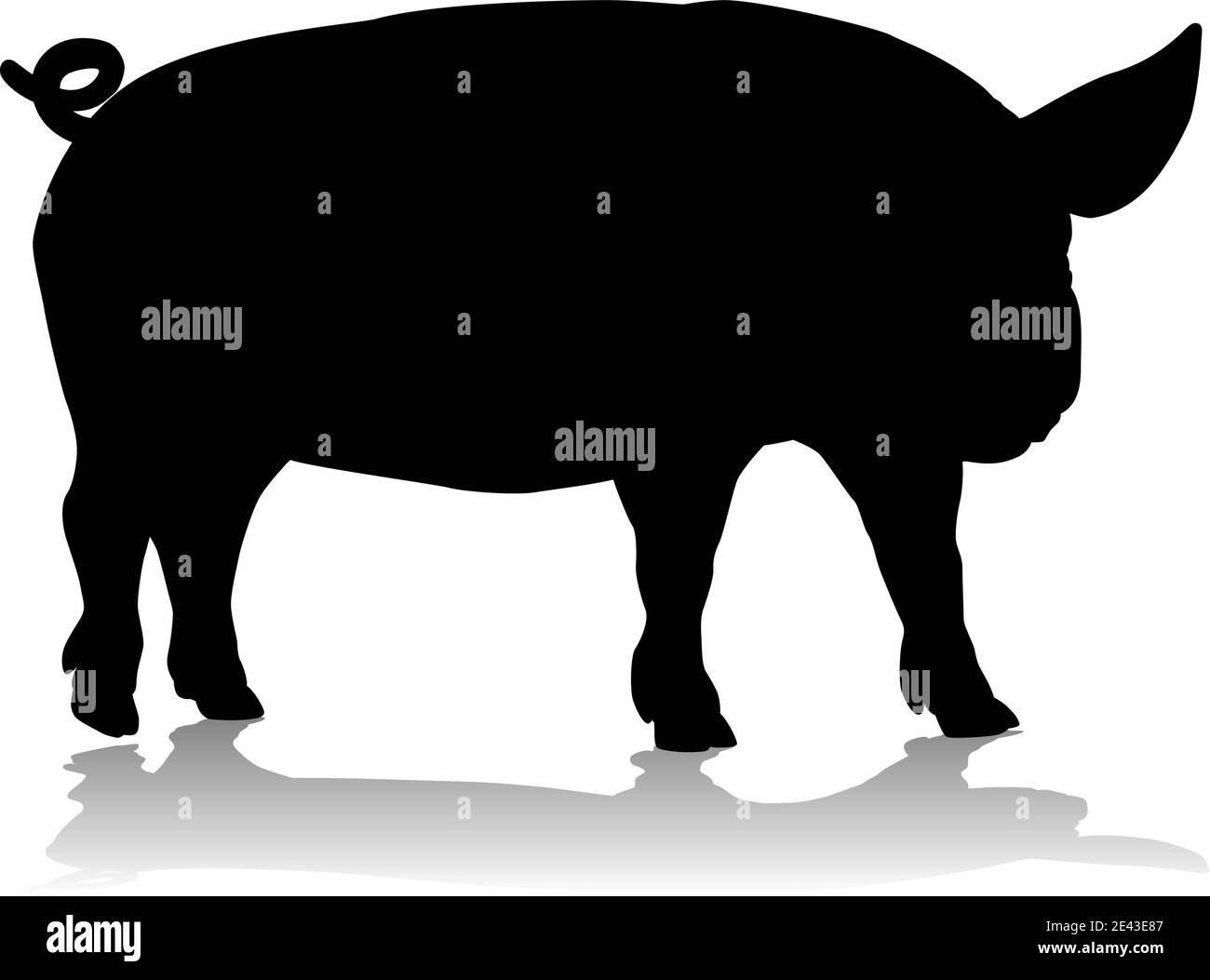 Pig Farm Animal Silhouette Illustration de Vecteur