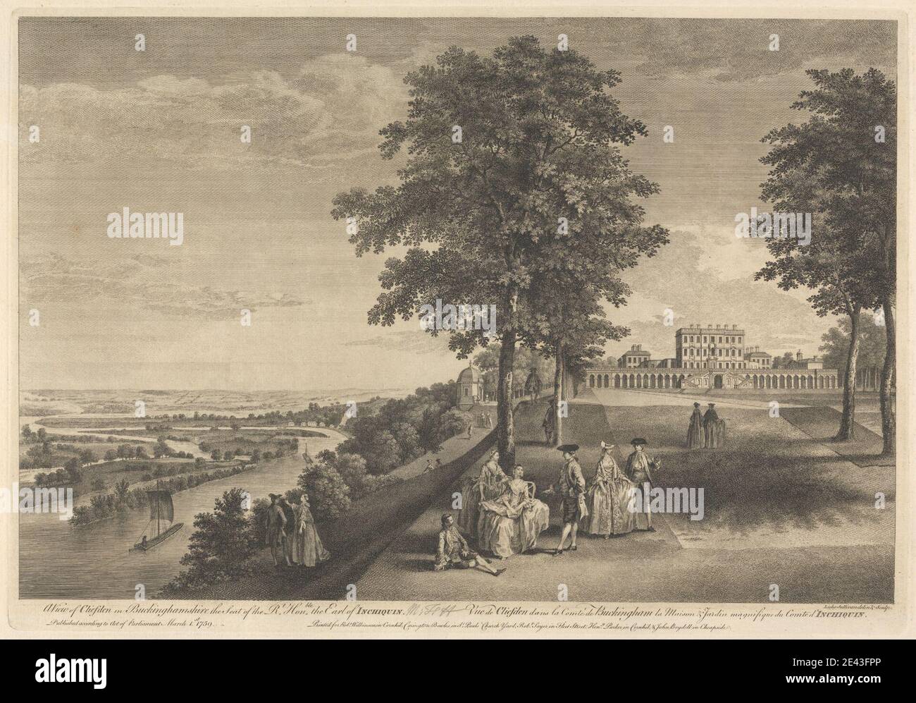 Luke Sullivan, 1705-1771, British, A View of Cliefden on Buckinghamshire le siège de la RT. Comte d'Inchiquin. Gravure. Banque D'Images