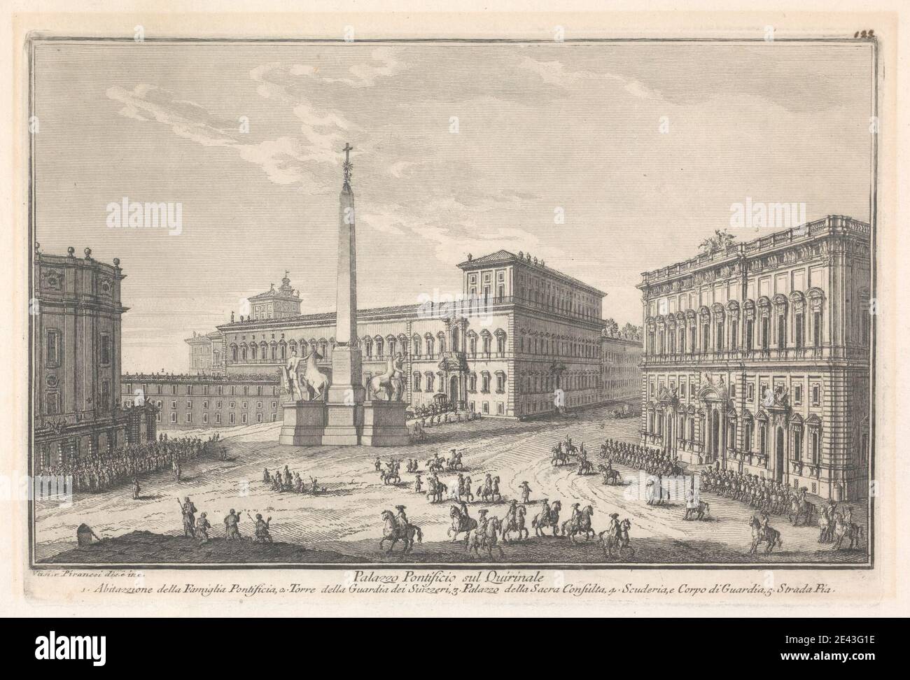 Giovanni Piranesi, 1720â€"1778, Italien, Palazzo Pontificio sul Quirinale, non daté. Gravure sur du papier vélin crème moyennement texturé. Sujet architectural Banque D'Images