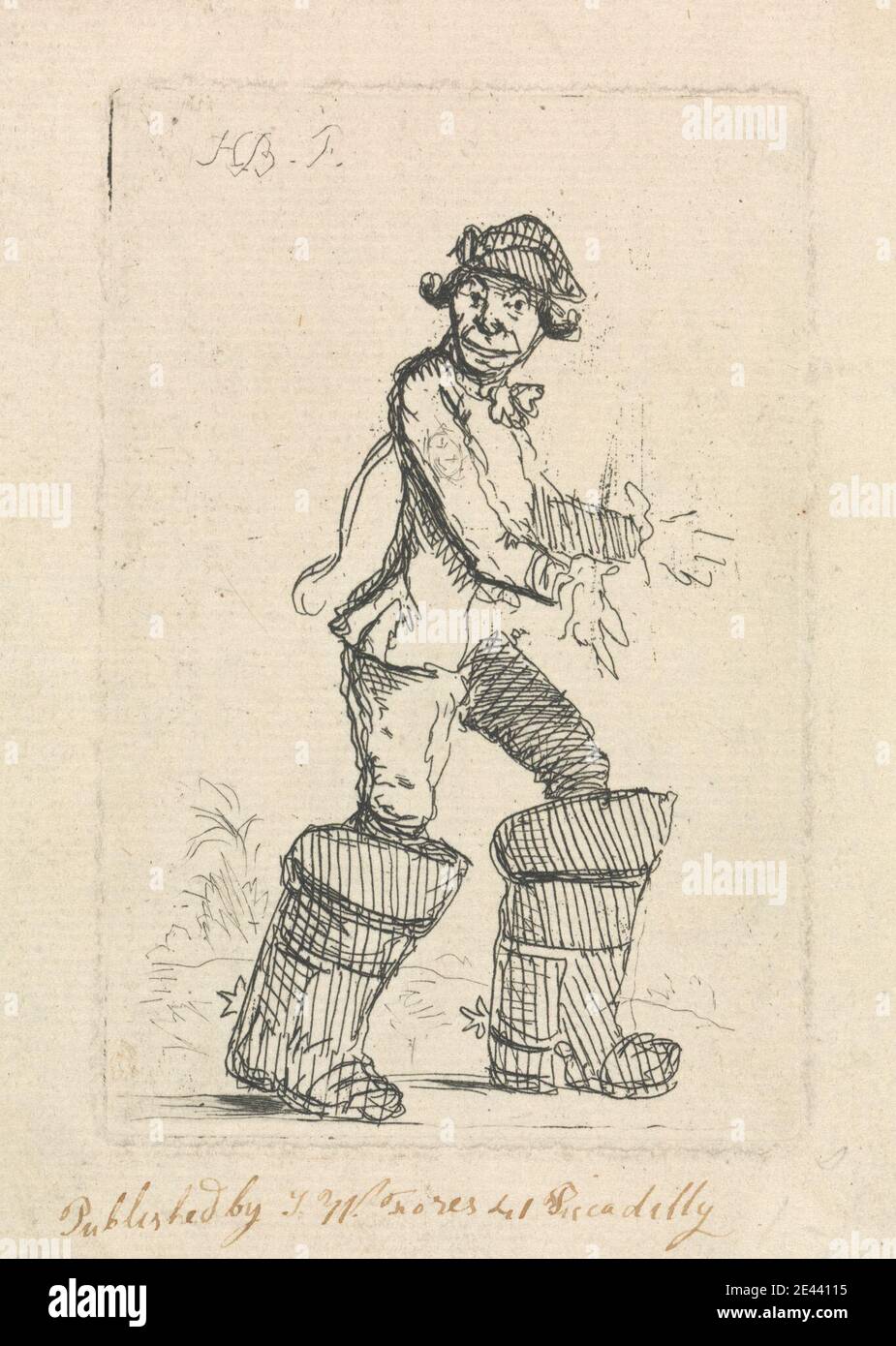 James Bretherton, env. 1730â€“1806, British, Coaching: 5. Un postilion face à droite avec les mains allongées, 1774. Gravure. Banque D'Images