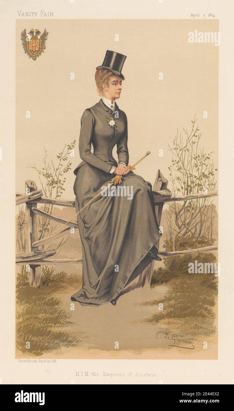 Constantine von de Grimm, active 1880, Vanity Fair: Dames; 'H.I.M. l'impératrice d'Autriche', Elizabeth Amalie Eugénie, 5 avril 1884, 1884. Chromolithographe. Banque D'Images