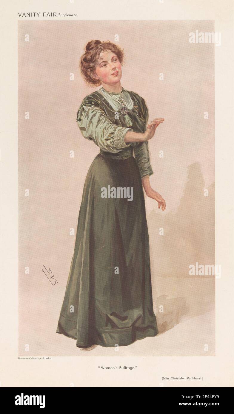 Leslie Matthew 'Spy' Ward, 1851â€"1922, British, Vanity Fair: Dames; 'Women's suffrage', Mlle Christabel Pankhurst, 1910. Chromolithographe. Banque D'Images
