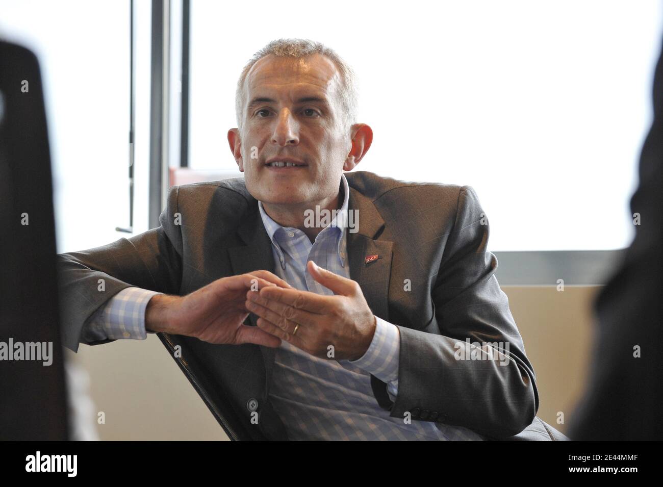 Exclusif. PAS DE TABLOÏDES. Président de la SNCF, l'autorité ferroviaire nationale française, Guillaume Pepy, photographié dans son bureau du siège de la SNCF à Paris, France, le 29 avril 2009. Photo par Elodie Gregoire/ABACAPRESS.COM Banque D'Images