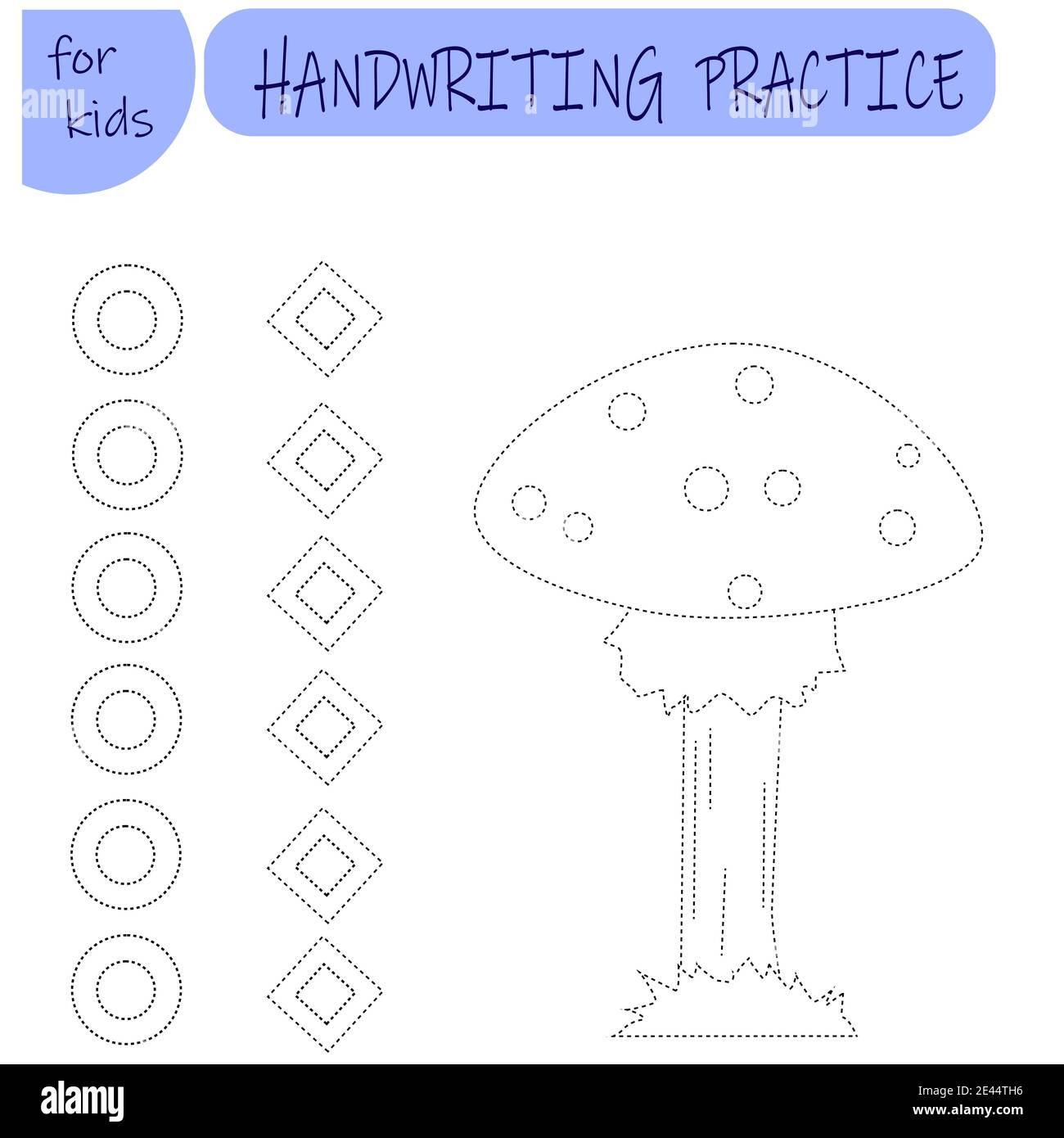 Un jeu éducatif simple pour les enfants. Illustration champignon mouche agarique pour les enfants. La pratique de l'écriture manuscrite. Illustration de Vecteur