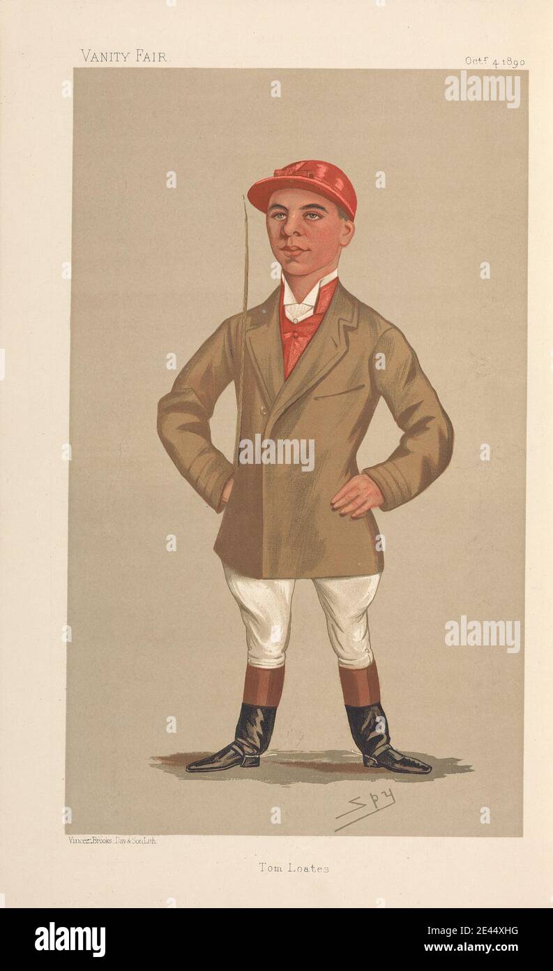 Leslie Matthew 'Spy' Ward, 1851–1922, British, Vanity Fair: Jockeys; Tom Loates, 4 octobre 1890, 1890. Chromolithographe. Banque D'Images