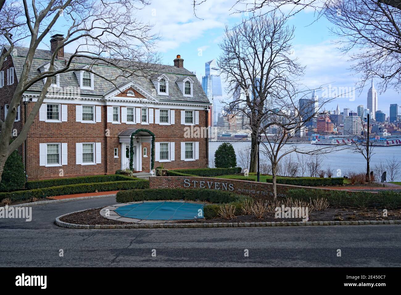 Hoboken, New Jersey, Stevens Institute of Technology sur le fleuve Hudson Banque D'Images