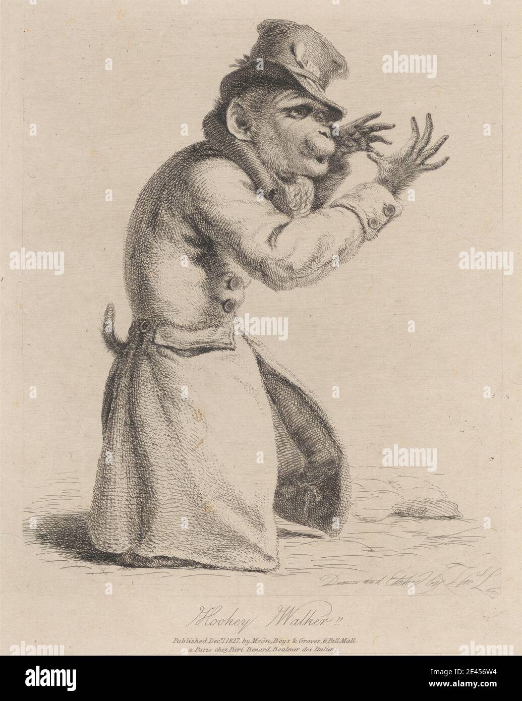 Imprimé par Thomas Landseer, 1795â€"1880, British, Hookey Walker, 1827. Gravure sur papier vélin crème, légèrement texturé, moyen. Banque D'Images