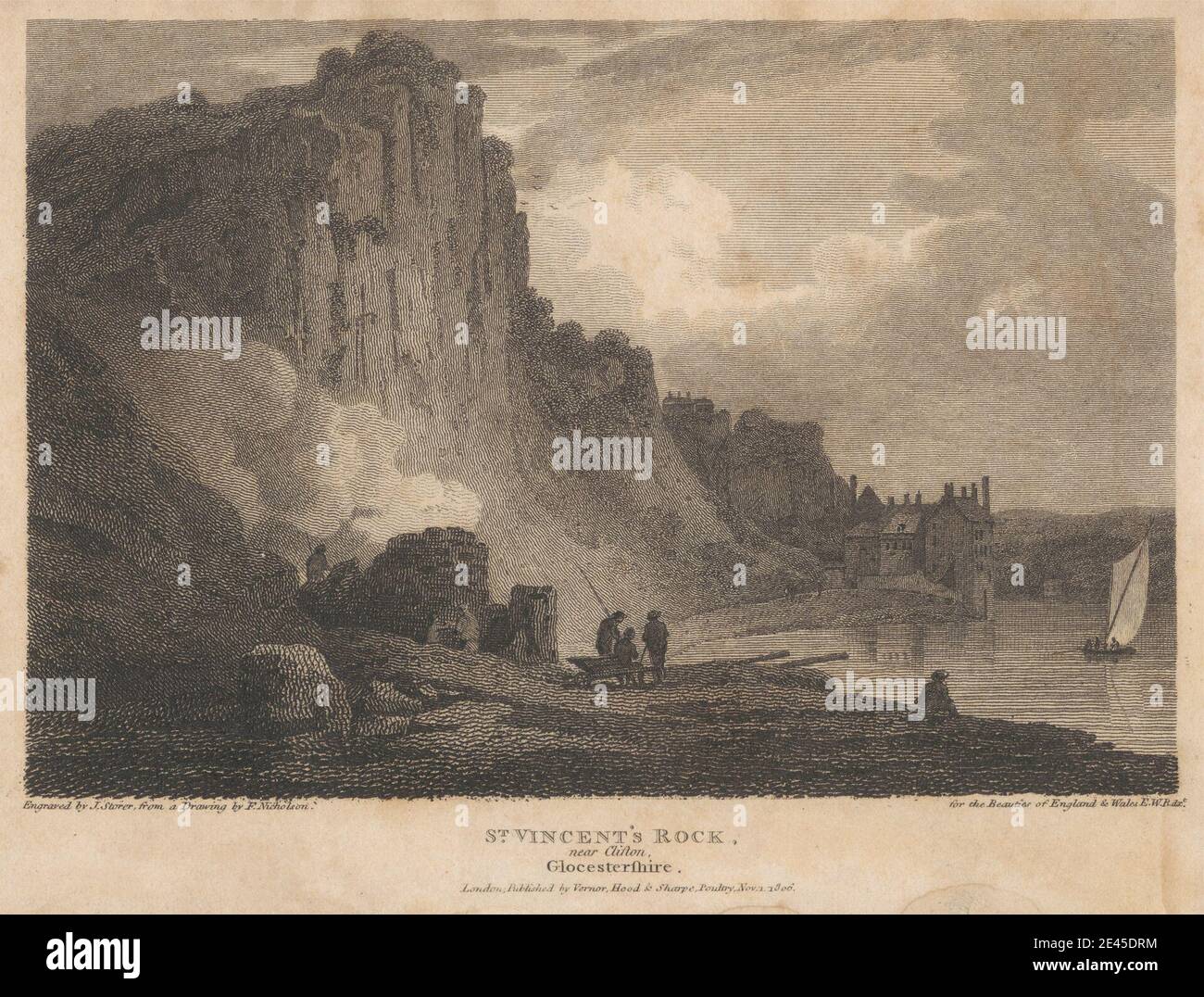 Imprimé par James S. Storer, 1771â€“1853, British, St. Vincent's Rock, près de Clifton, Glocestershire, 1806. Gravure et gravure de ligne sur papier de vélin moyen, légèrement texturé. Banque D'Images